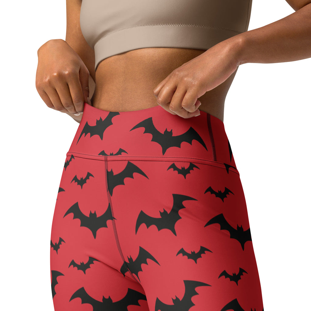 Women's Red Buttery Soft Yoga Leggings - Quick Drying, High Waisted Comfort