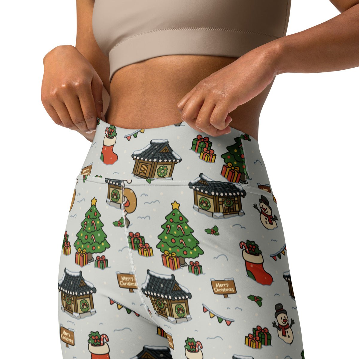 Women's Christmas Village Buttery Soft Yoga Leggings - Quick Drying, High Waisted Comfort