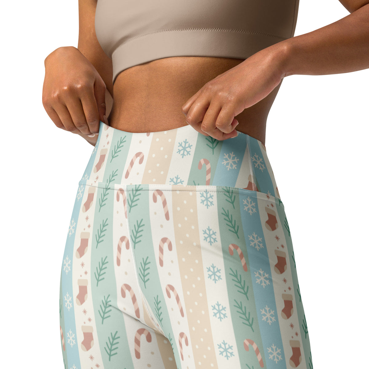 Women's Striped Christmas Buttery Soft Yoga Leggings - Quick Drying, High Waisted Comfort