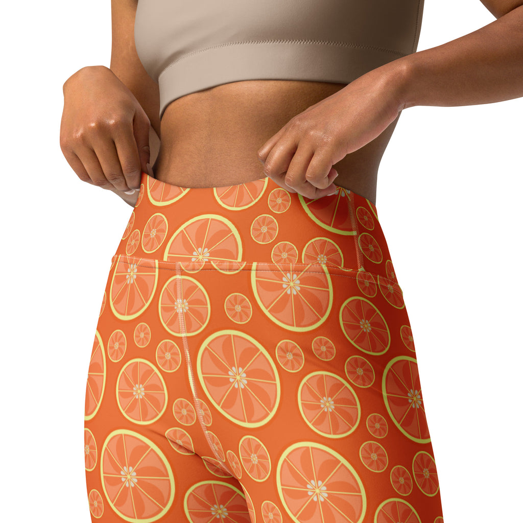 Women's Orange Citrus Buttery Soft Yoga Leggings - Quick Drying, High Waisted Comfort