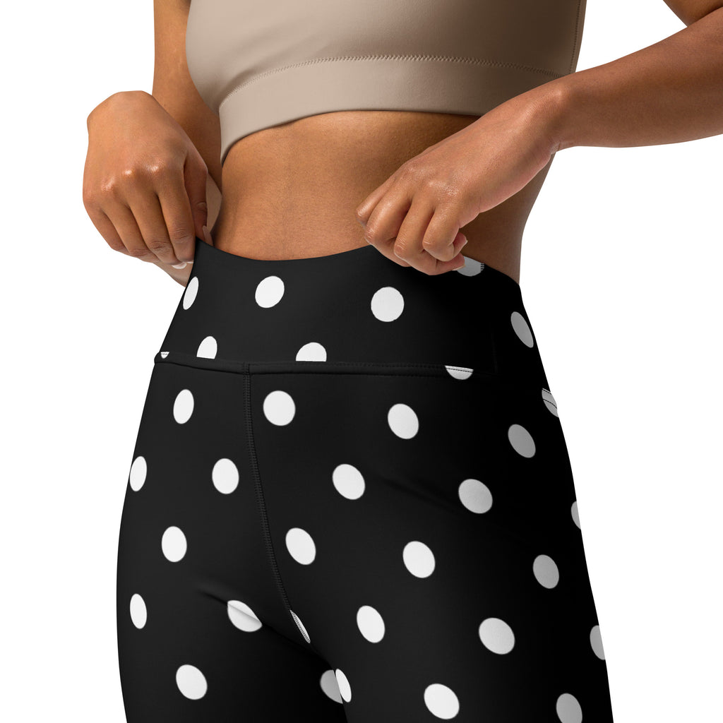 Women's Black Polka Dot Buttery Soft Yoga Leggings - Quick Drying, High Waisted Comfort