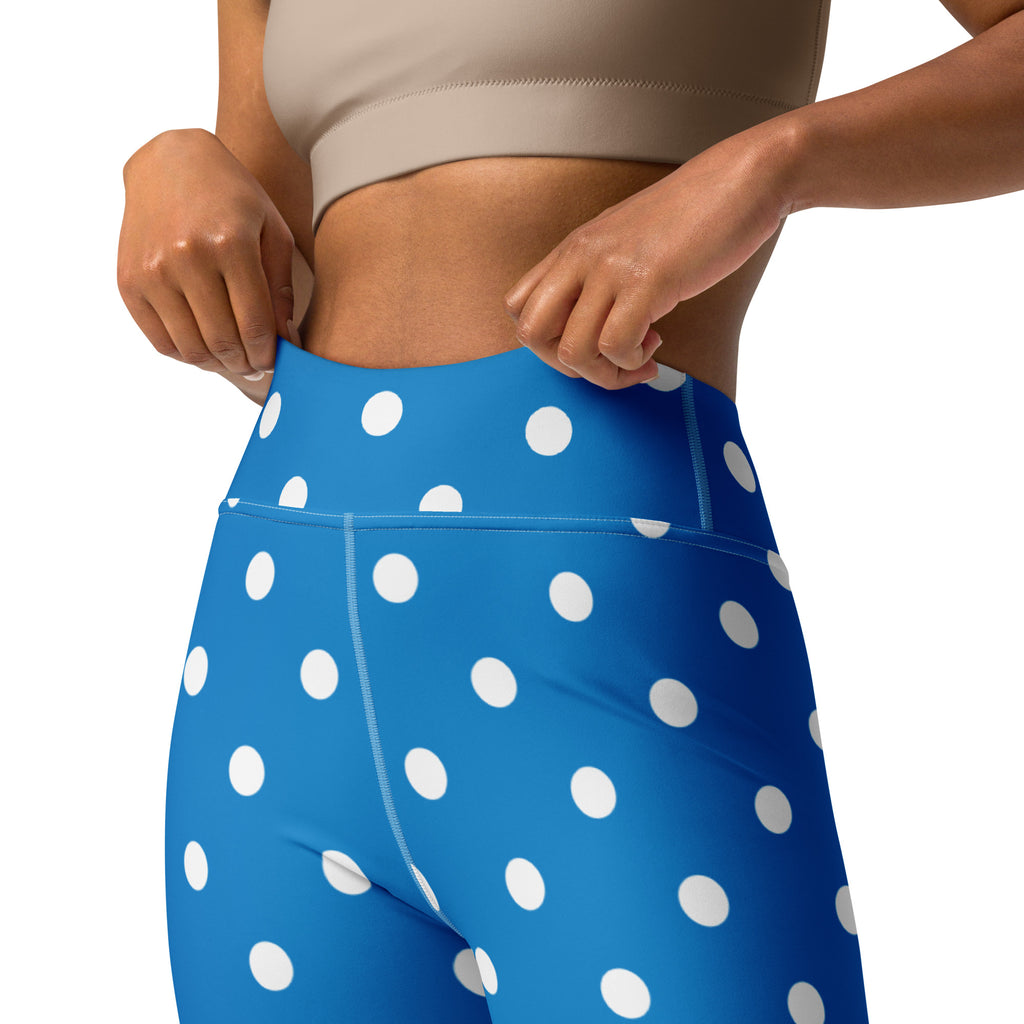 Women's Royal Blue Polka Dot Buttery Soft Yoga Leggings - Quick Drying, High Waisted Comfort