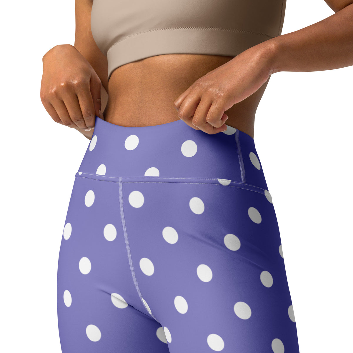 Women's Purple Polka Dot Buttery Soft Yoga Leggings - Quick Drying, High Waisted Comfort