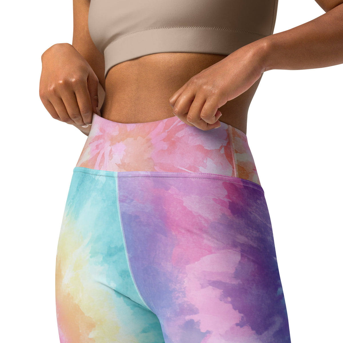 Women's Colorful Pastel Tie Dye Buttery Soft Yoga Leggings - Quick Drying, High Waisted Comfort