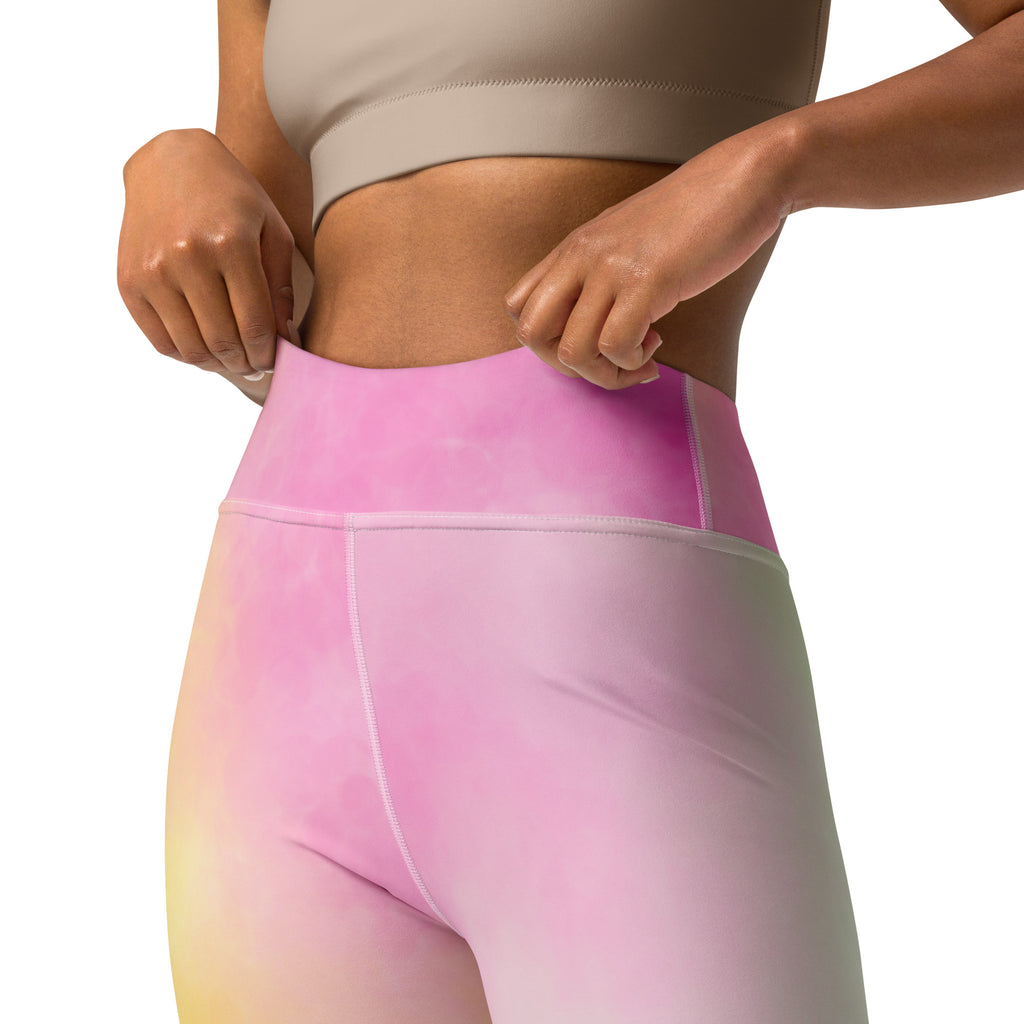 Women's Pastel Rainbow Watercolor Tie Dye Buttery Soft Yoga Leggings - Quick Drying, High Waisted Comfort