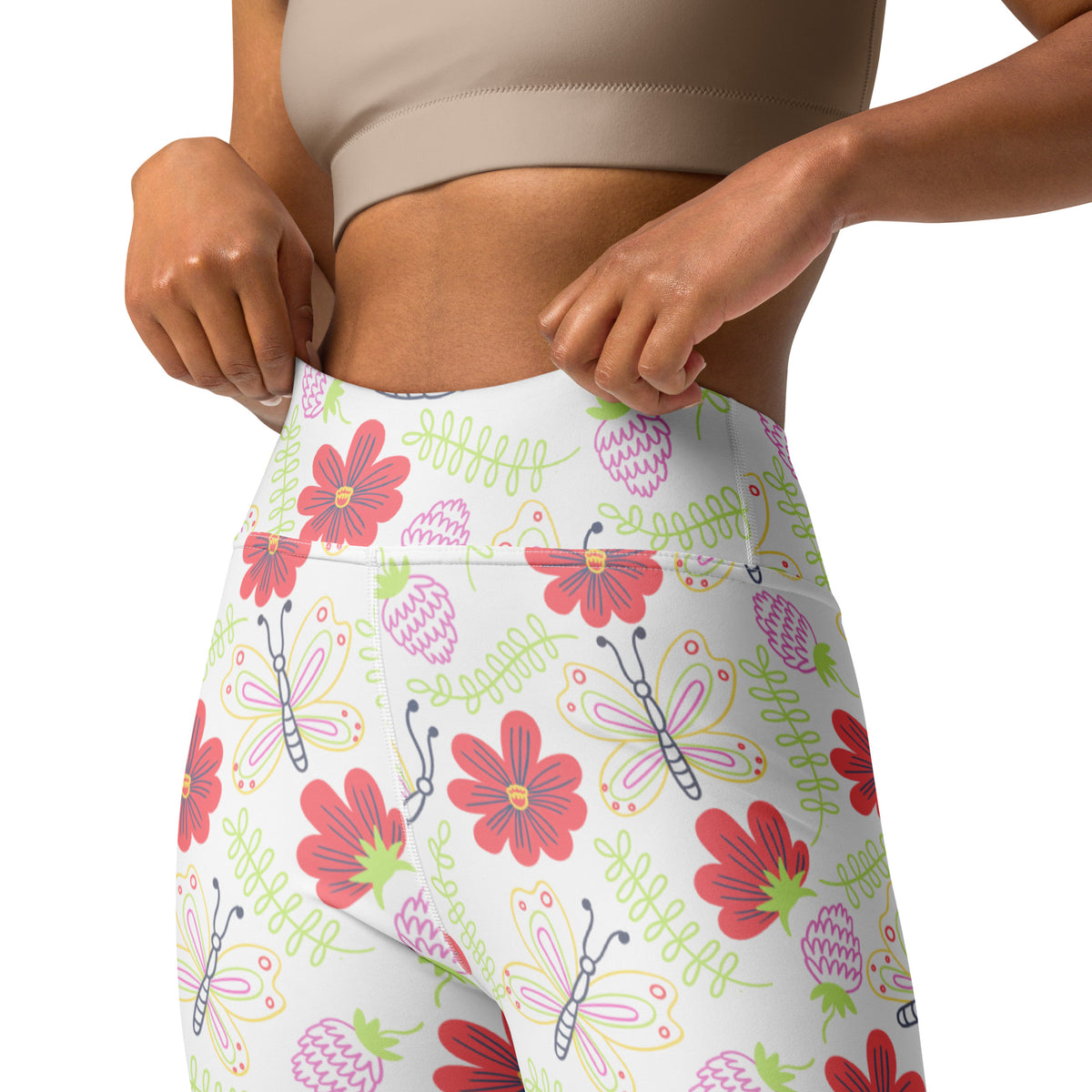 Women's Butterfly Floral Buttery Soft Yoga Leggings - Quick Drying, High Waisted Comfort