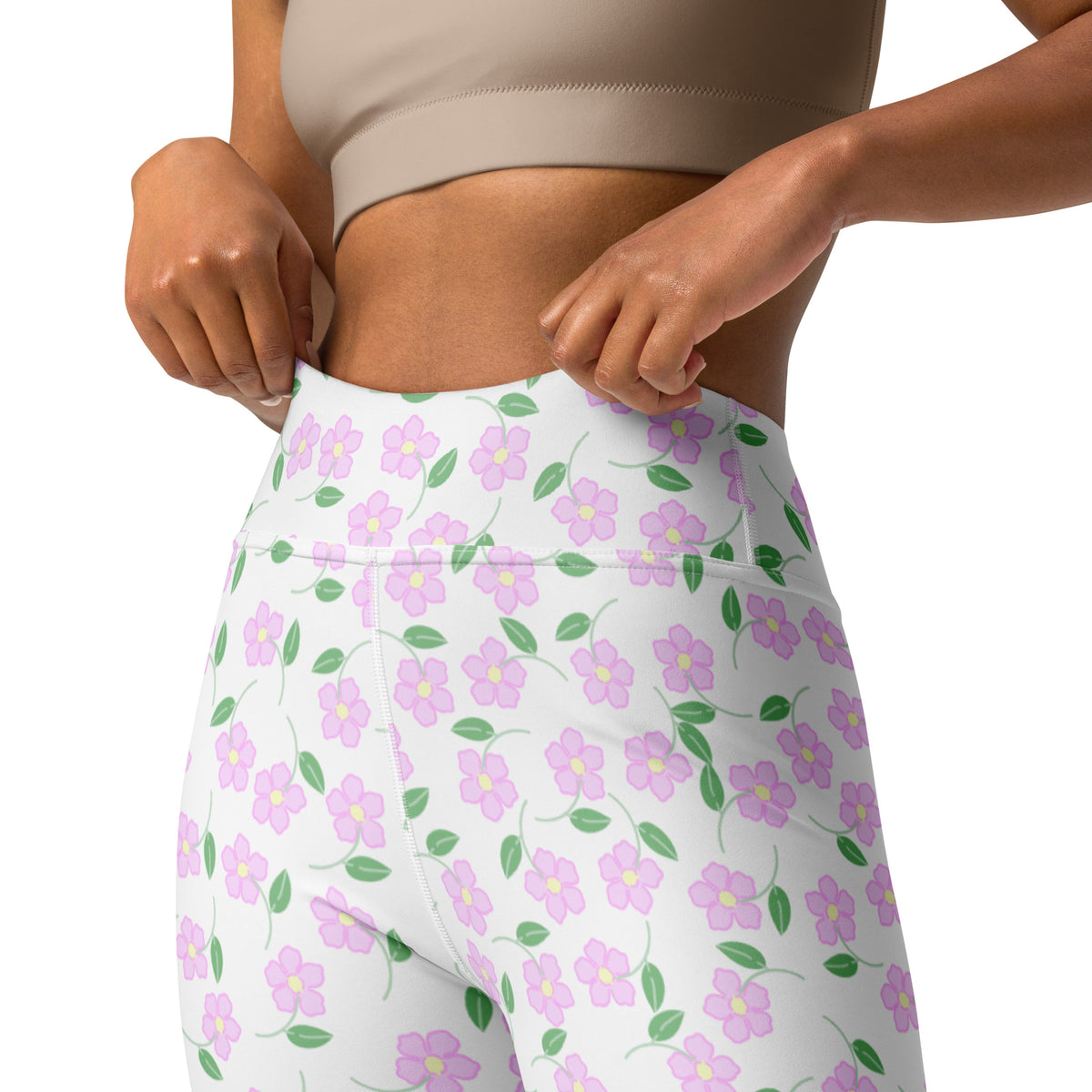 Women's Lavender Flowers Buttery Soft Yoga Leggings - Quick Drying, High Waisted Comfort
