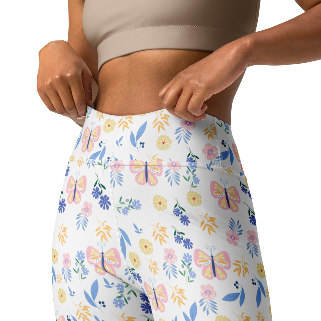 Women's Butterfly Floral Buttery Soft Yoga Leggings - Quick Drying, High Waisted Comfort
