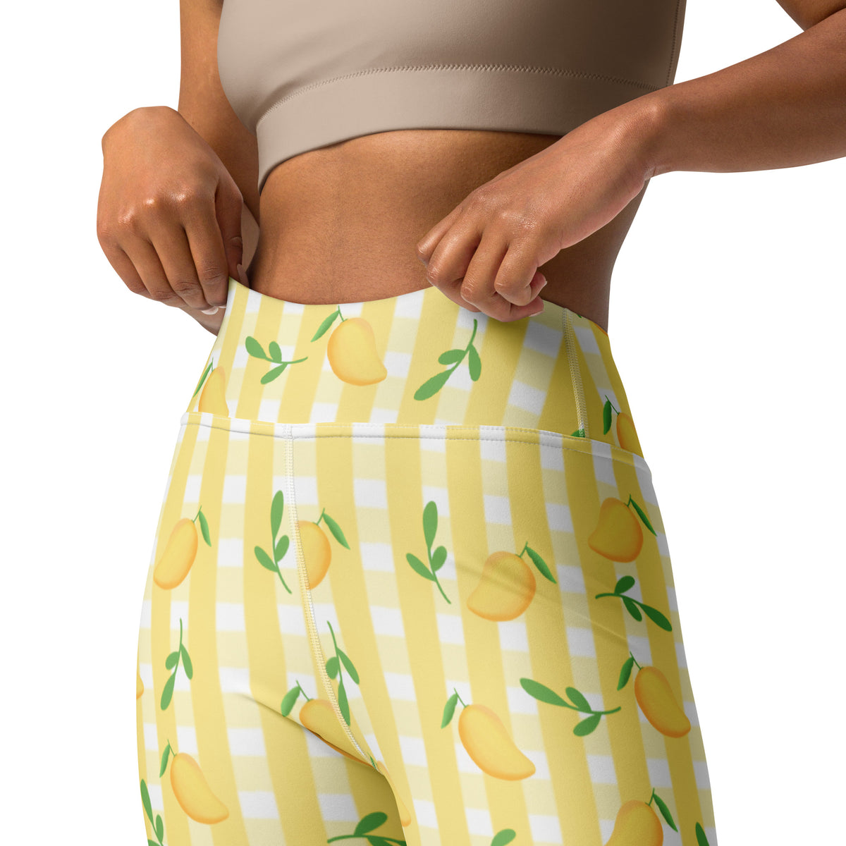 Women's Mango Gingham Buttery Soft Yoga Leggings - Quick Drying, High Waisted Comfort