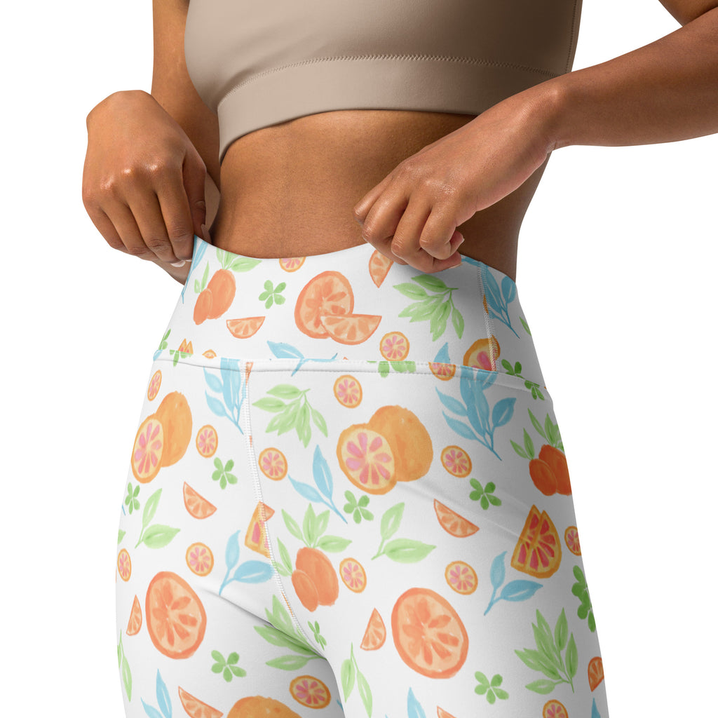 Women's Watercolor Orange Citrus Buttery Soft Yoga Leggings - Quick Drying, High Waisted Comfort