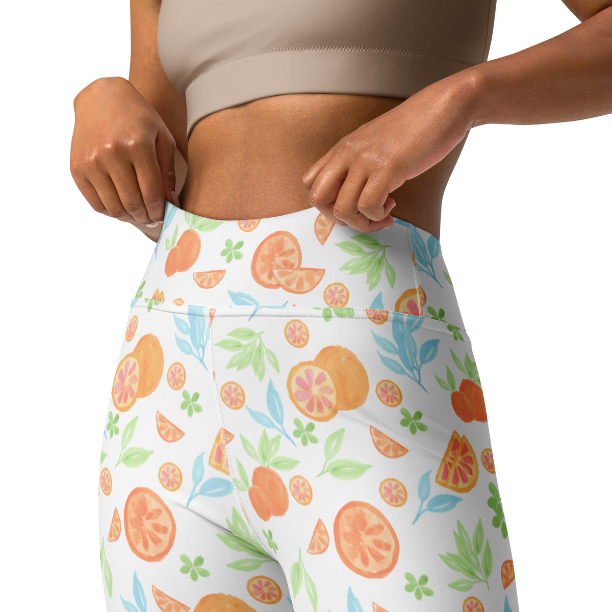 Women's Watercolor Orange Citrus Buttery Soft Yoga Leggings - Quick Drying, High Waisted Comfort