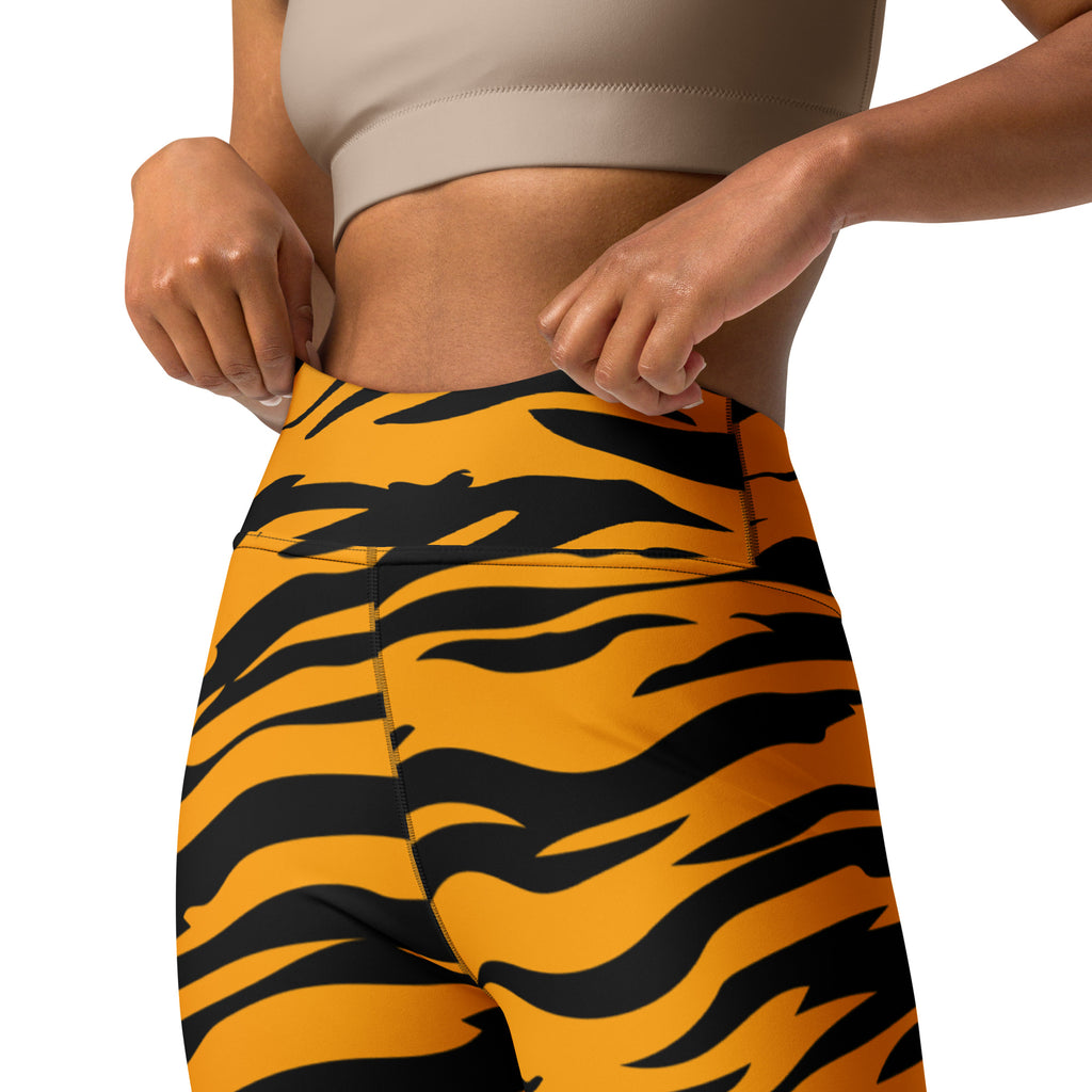 Women's Orange Tiger Stripe Buttery Soft Yoga Leggings - Quick Drying, High Waisted Comfort