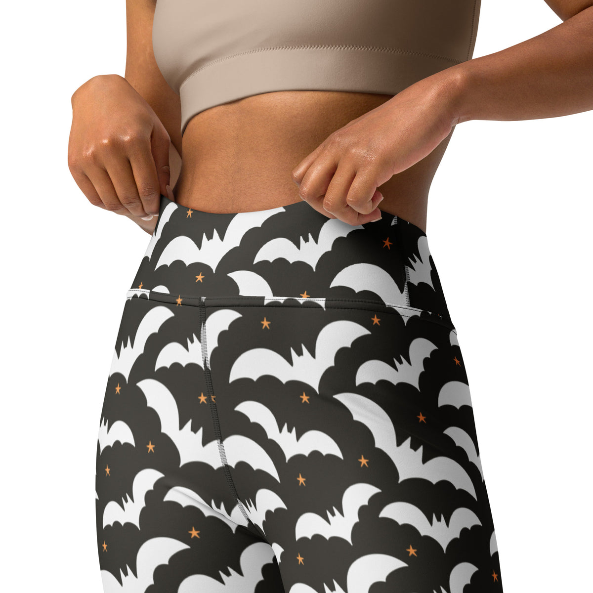Women's Black Bat Halloween Buttery Soft Yoga Leggings - Quick Drying, High Waisted Comfort