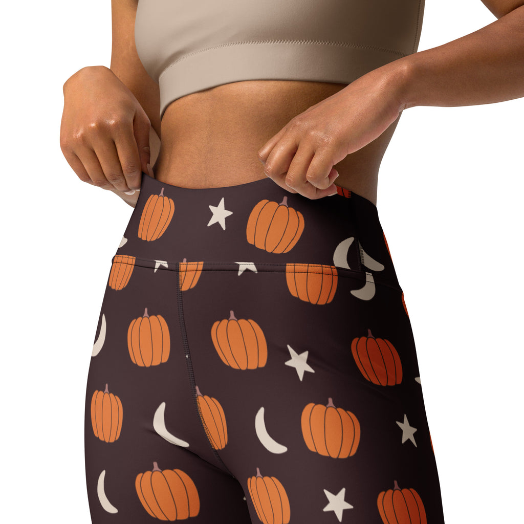Women's Pumpkin Moon Halloween Buttery Soft Yoga Leggings - Quick Drying, High Waisted Comfort