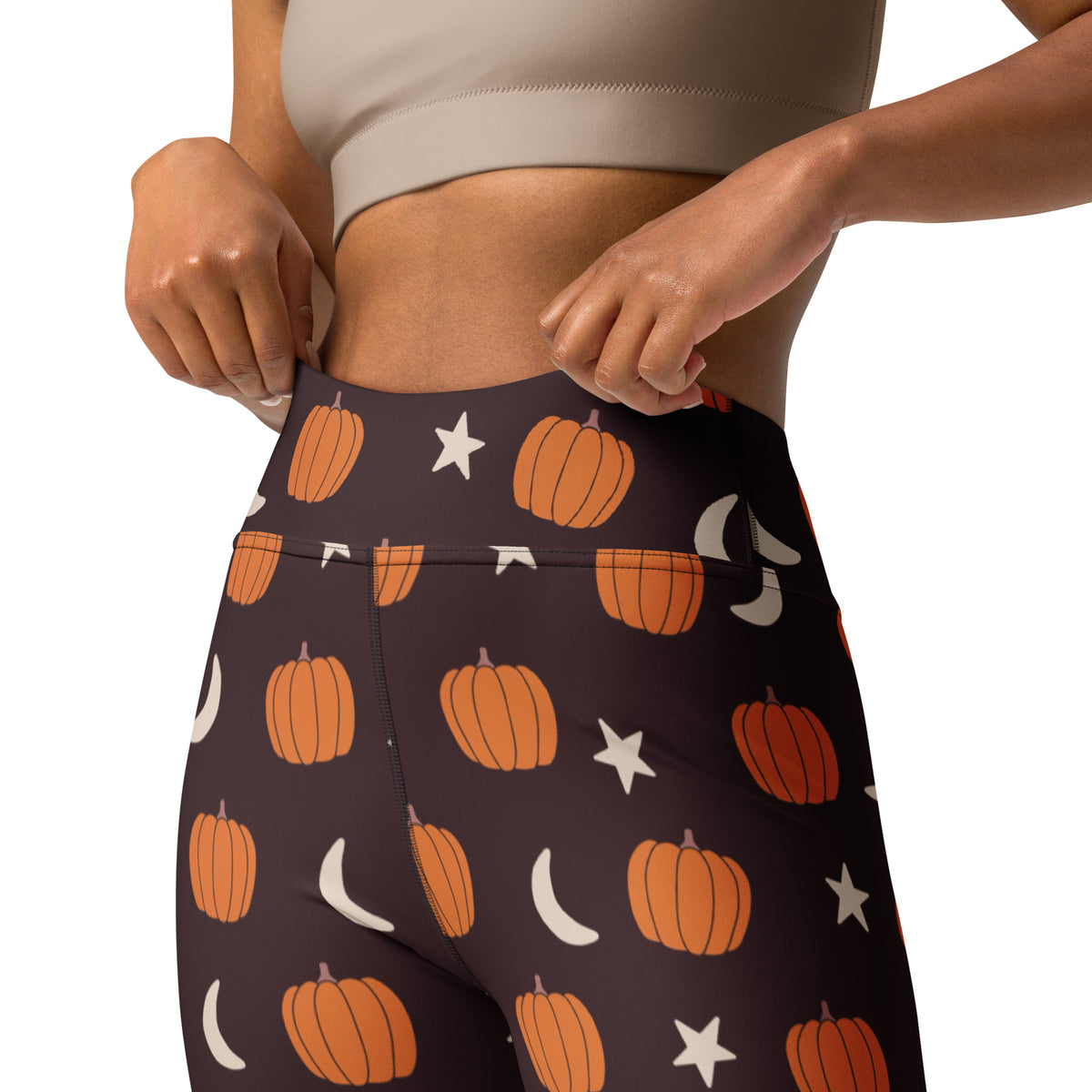 Women's Pumpkin Moon Halloween Buttery Soft Yoga Leggings - Quick Drying, High Waisted Comfort