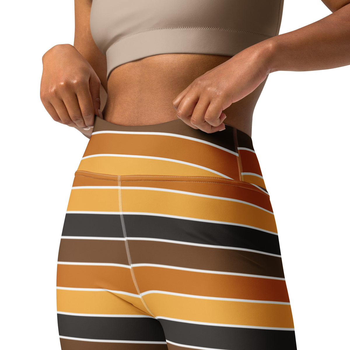 Women's Orange & Brown Striped Halloween Buttery Soft Yoga Leggings - Quick Drying, High Waisted Comfort