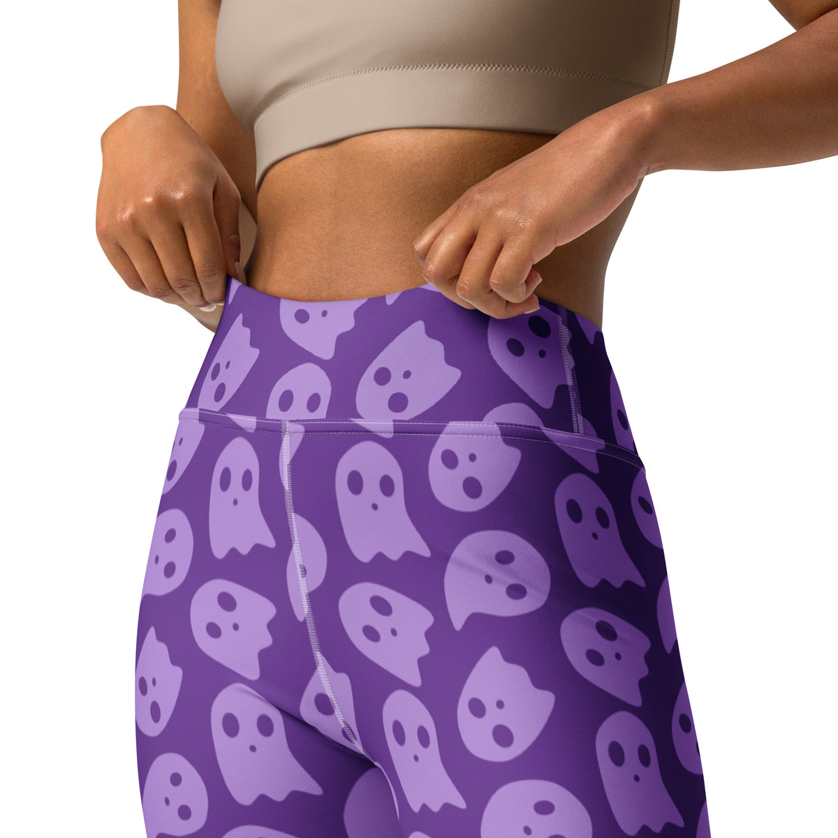 Women's Purple Ghost Halloween Buttery Soft Yoga Leggings - Quick Drying, High Waisted Comfort