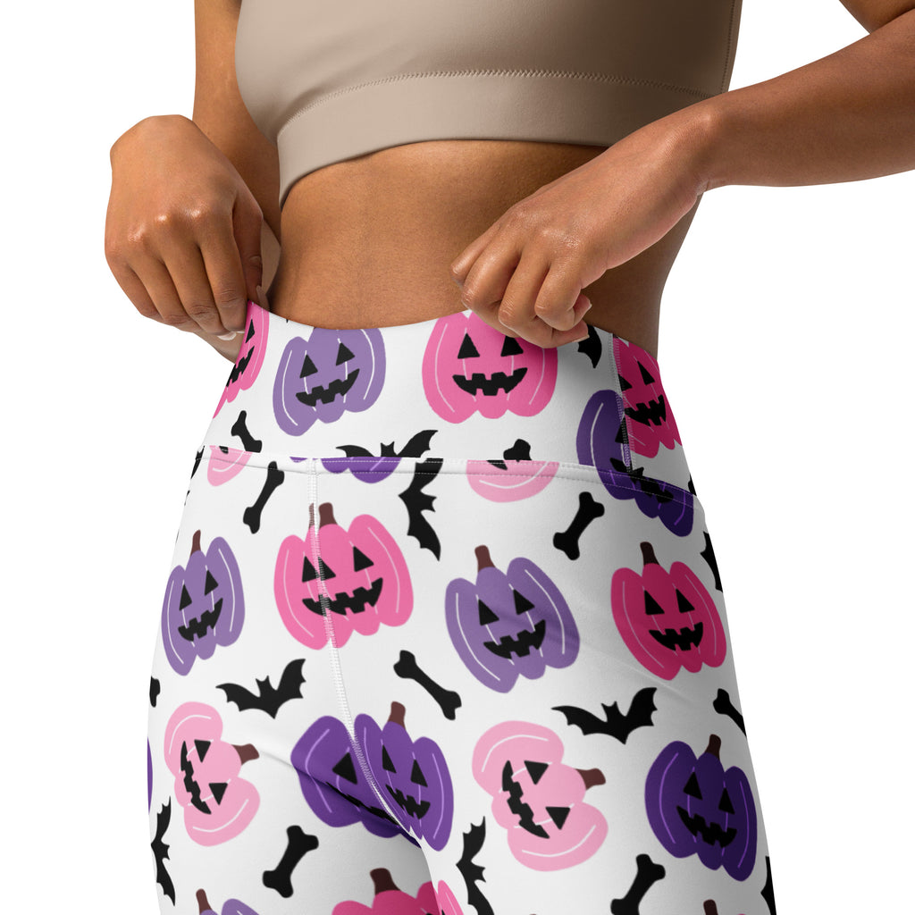 Women's Pink & Purple Pumpkin Halloween Buttery Soft Yoga Leggings - Quick Drying, High Waisted Comfort