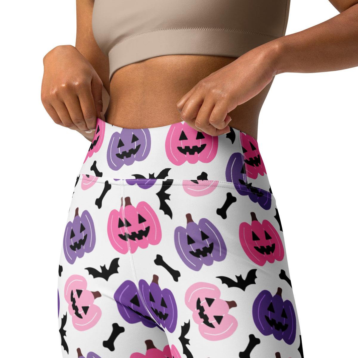 Women's Pink & Purple Pumpkin Halloween Buttery Soft Yoga Leggings - Quick Drying, High Waisted Comfort