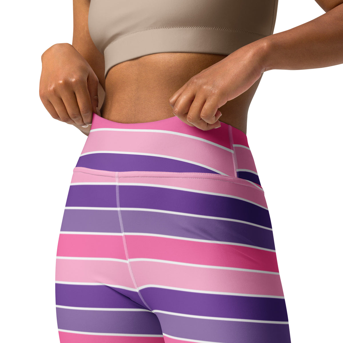 Women's Pink & Purple Striped Halloween Buttery Soft Yoga Leggings - Quick Drying, High Waisted Comfort