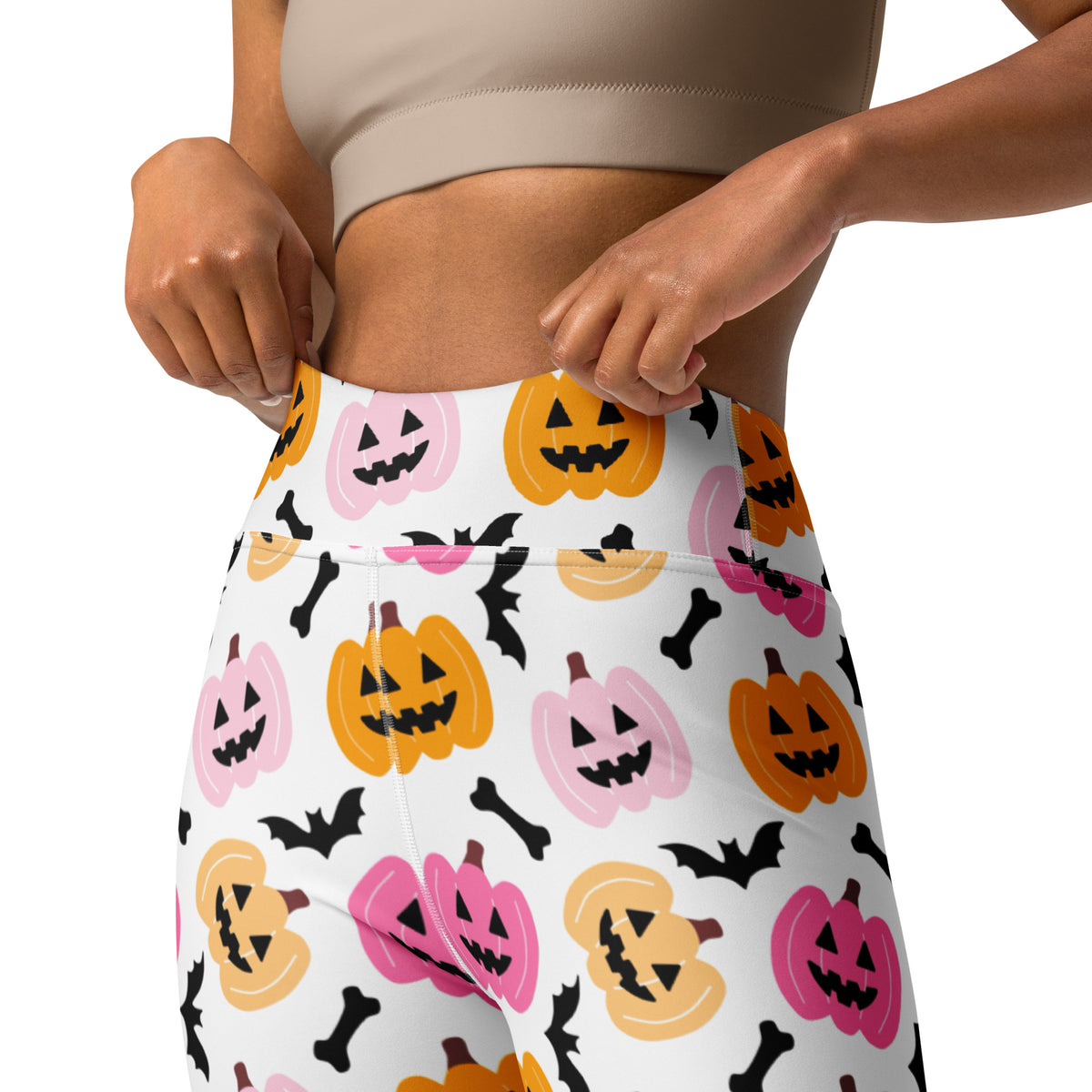 Women's Pink & Orange Pumpkin Halloween Buttery Soft Yoga Leggings - Quick Drying, High Waisted Comfort