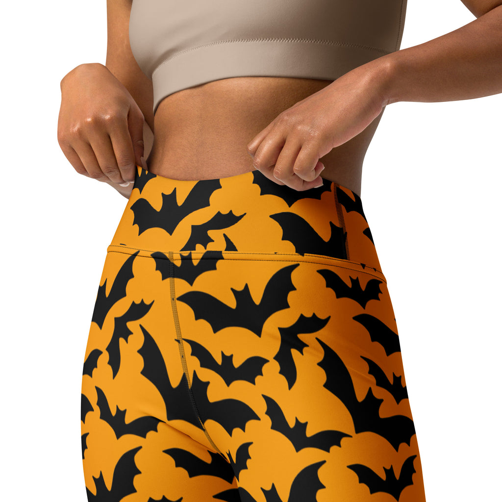 Women's Halloween Orange Bats Buttery Soft Yoga Leggings - Quick Drying, High Waisted Comfort (Copy)