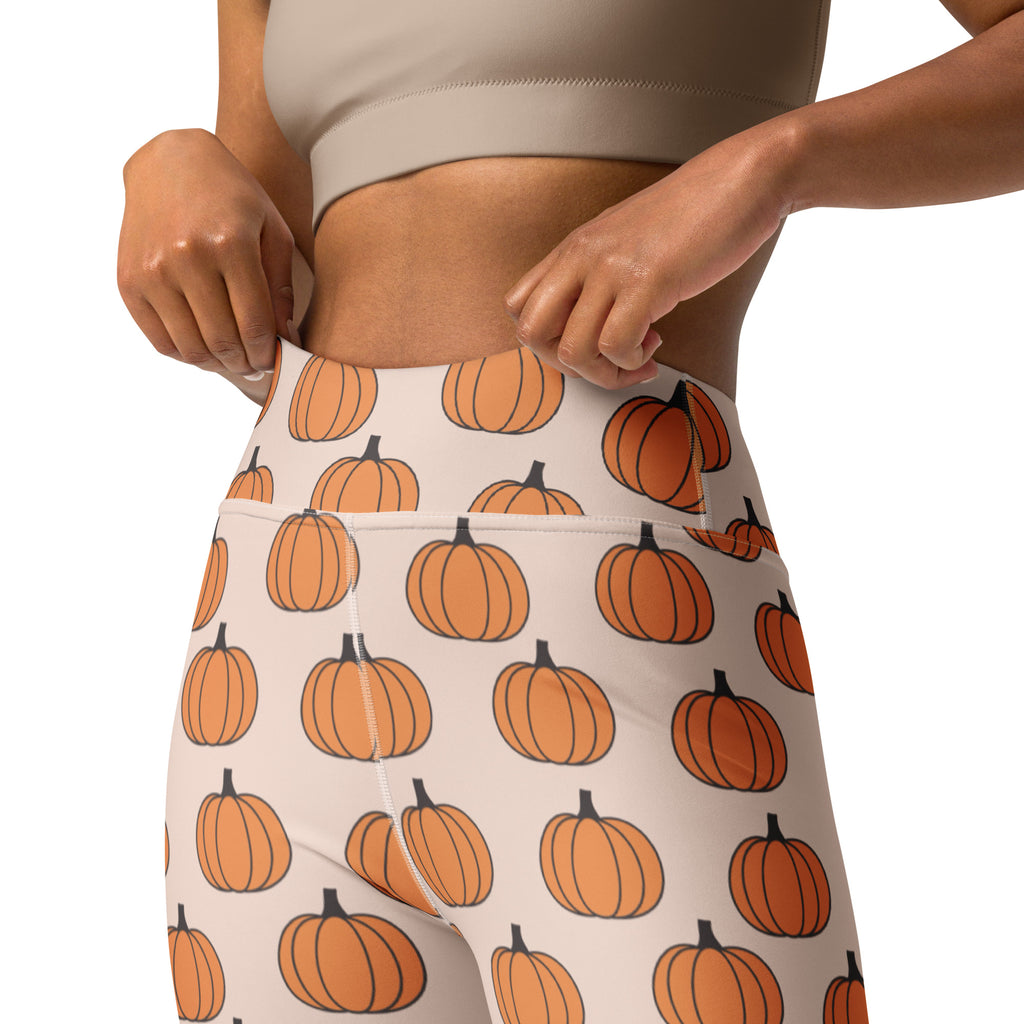 Women's Orange Pumpkin Patch Buttery Soft Yoga Leggings - Quick Drying, High Waisted Comfort