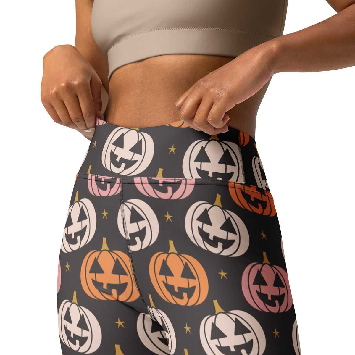 Women's Autumn Jack O’ Lantern Buttery Soft Yoga Leggings - Quick Drying, High Waisted Comfort
