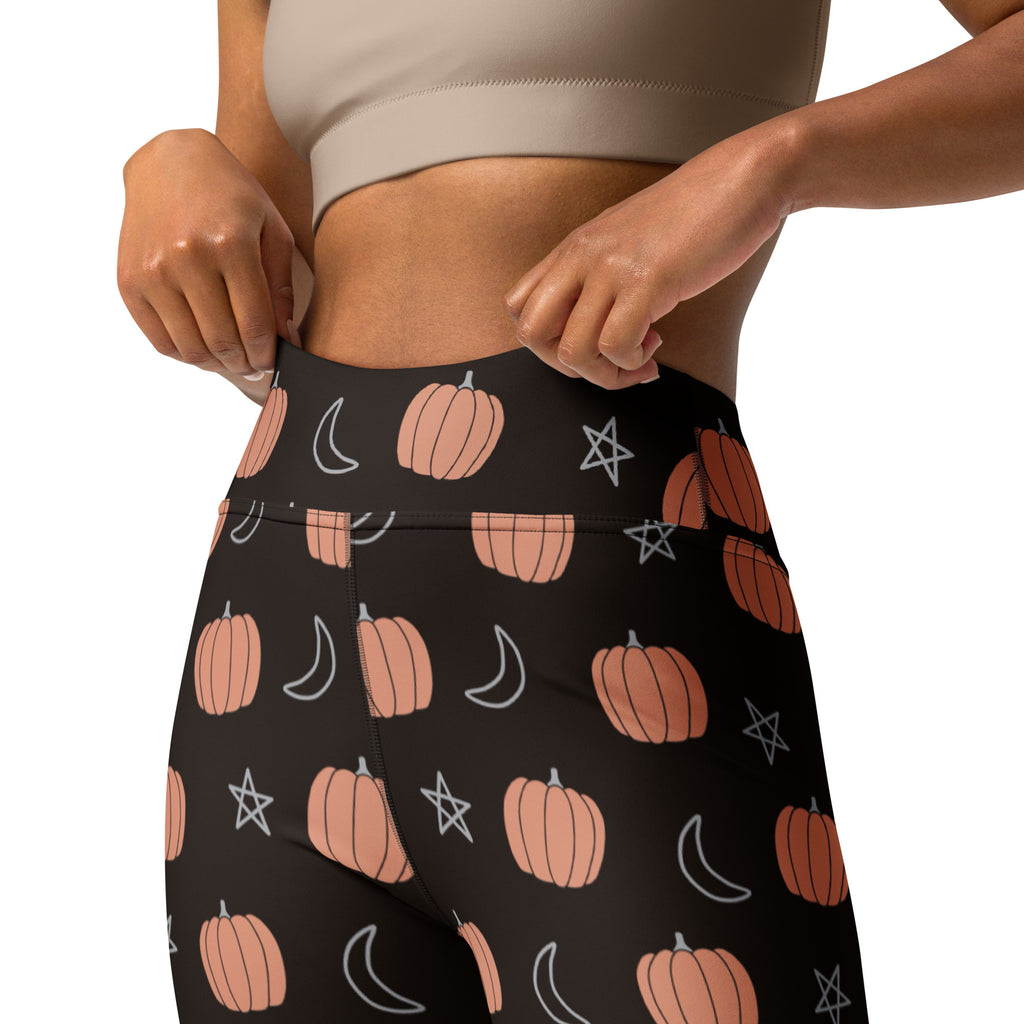 Women's Black Pumpkin Halloween Buttery Soft Yoga Leggings - Quick Drying, High Waisted Comfort