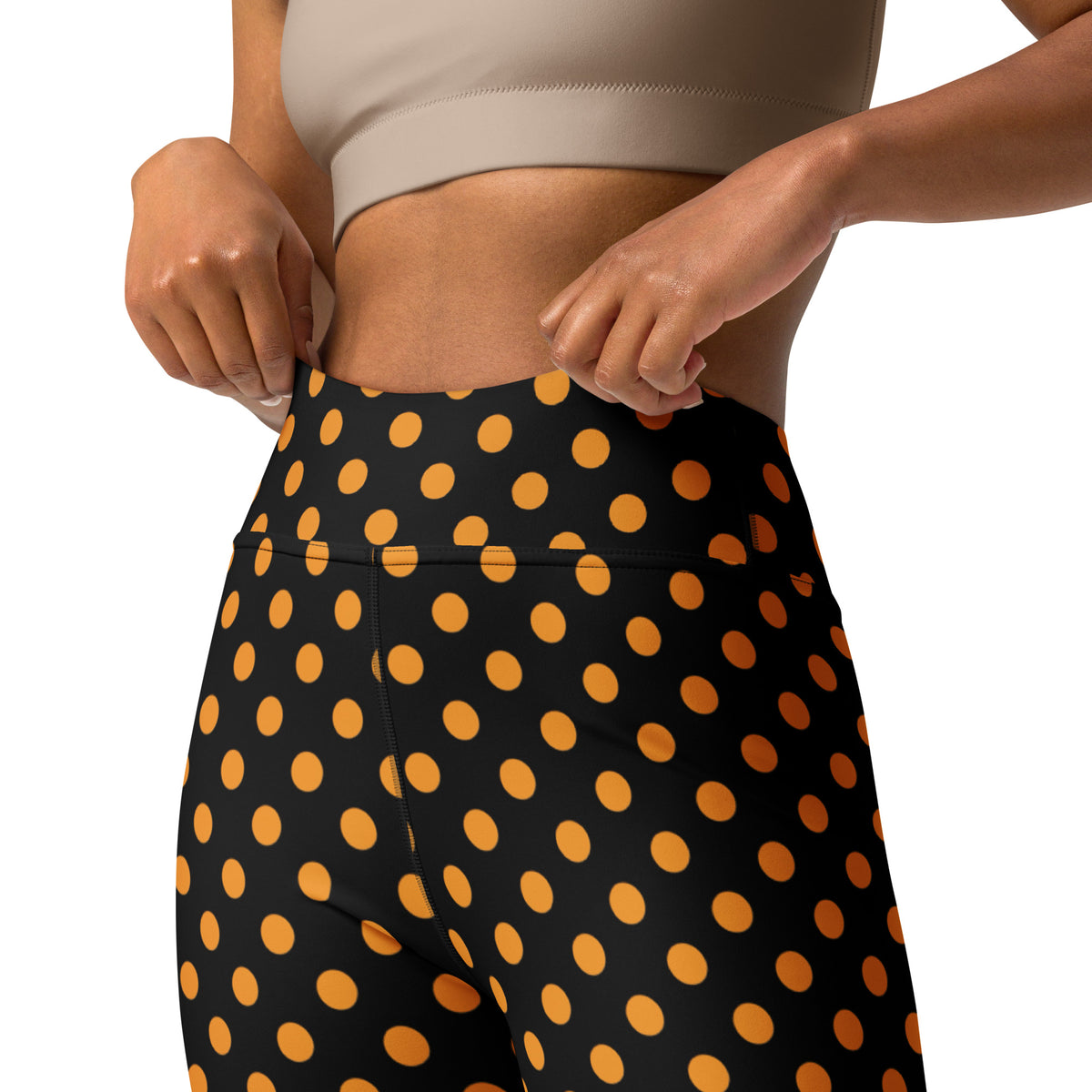 Women's Orange Polka Dot Halloween Buttery Soft Yoga Leggings - Quick Drying, High Waisted Comfort