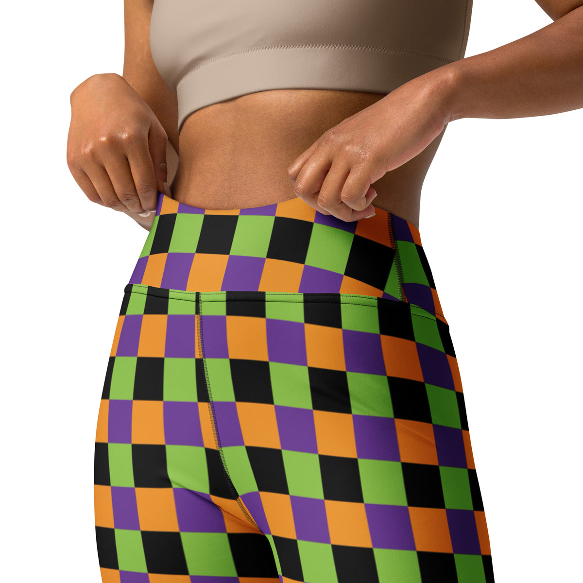 Women's Halloween Checkered Buttery Soft Yoga Leggings - Quick Drying, High Waisted Comfort