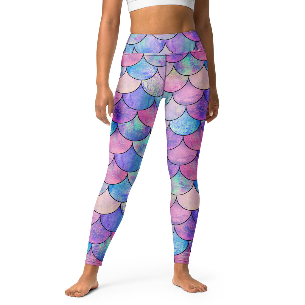 Women's Pastel Mermaid Scales Buttery Soft Yoga Leggings