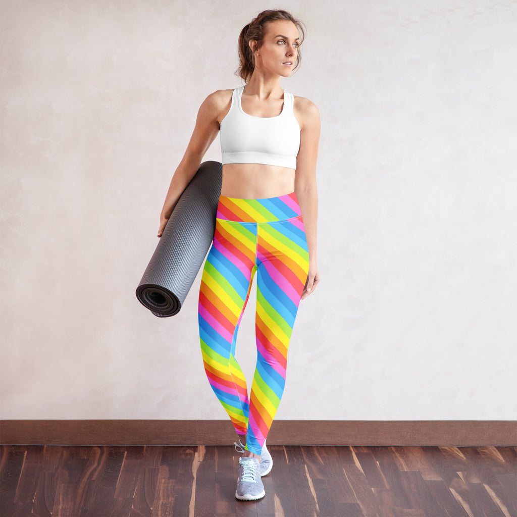 Women's Rainbow Striped Buttery Soft Yoga Leggings