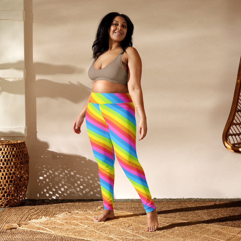 Women's Rainbow Striped Buttery Soft Yoga Leggings