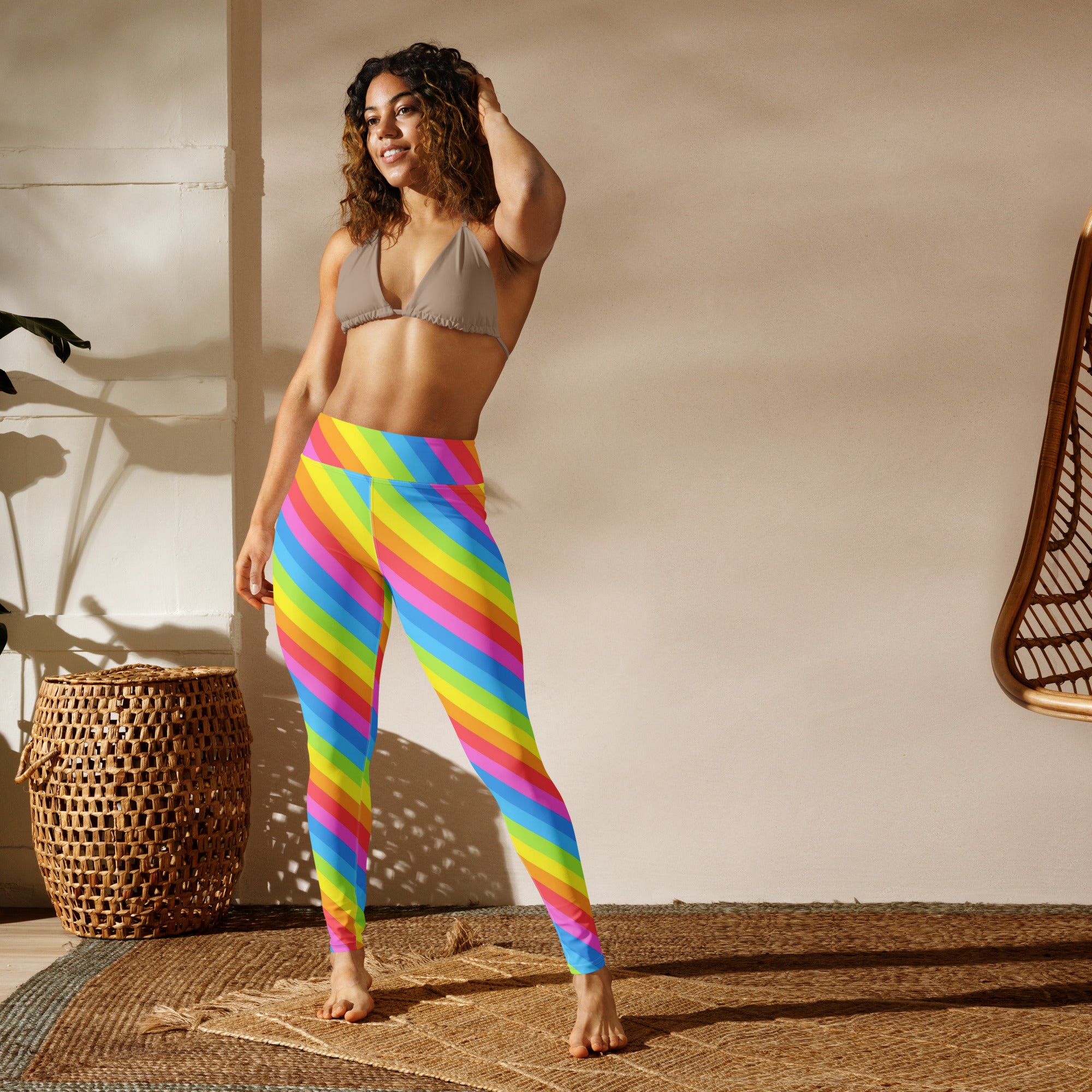 Women's Rainbow Striped Buttery Soft Yoga Leggings