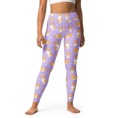 Women's Purple Corgi Dog Buttery Soft Yoga Leggings