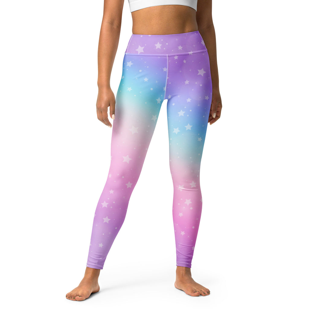 Women's Rainbow Stars Buttery Soft Yoga Leggings - Quick Drying, High Waisted Comfort