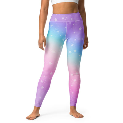 Women's Rainbow Stars Buttery Soft Yoga Leggings - Quick Drying, High Waisted Comfort