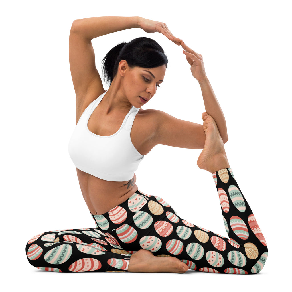 Black women’s pastel easter egg buttery soft yoga leggings with high waisted comfort and quick drying fabric