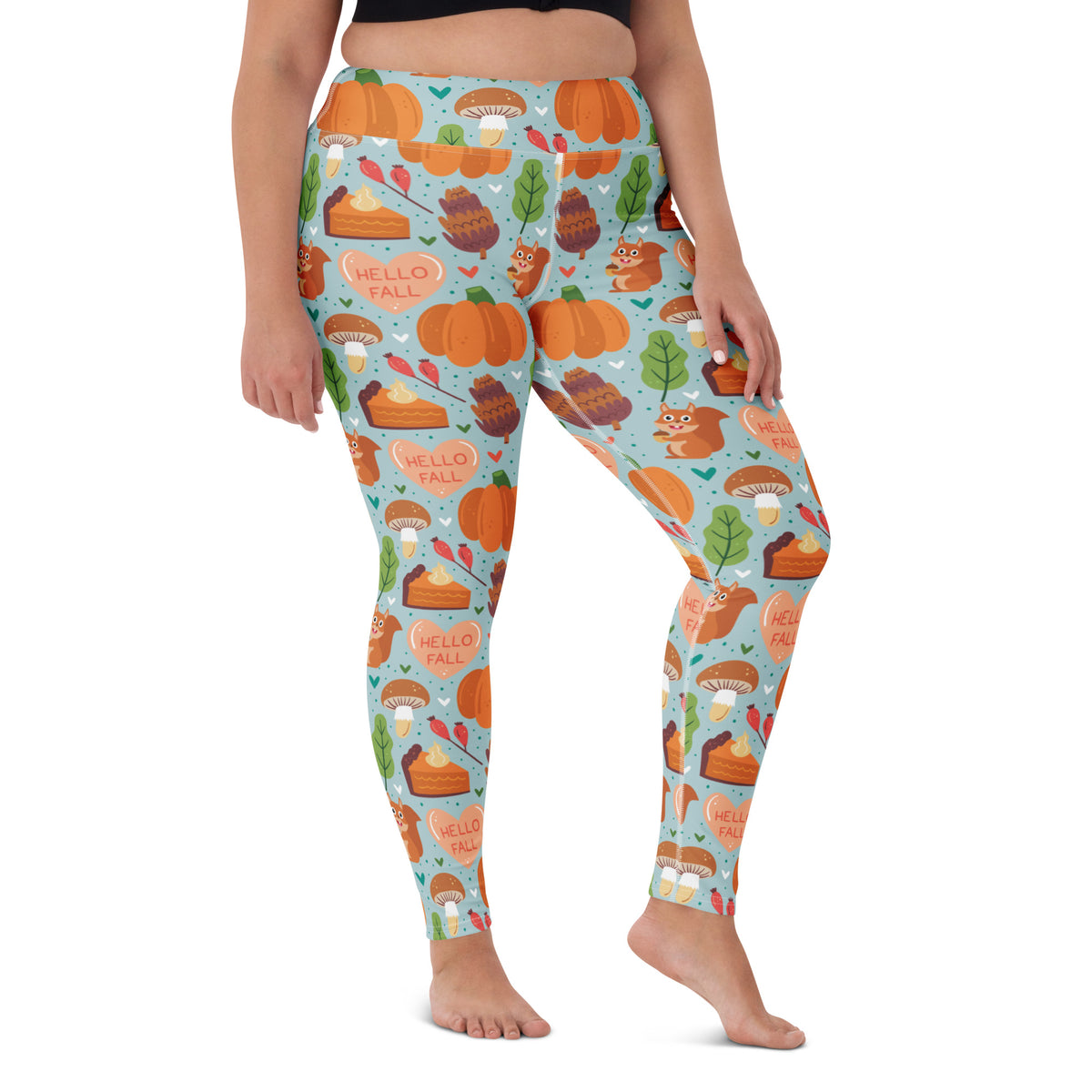 Women's Hello Fall Pumpkin Buttery Soft Yoga Leggings - Quick Drying, High Waisted Comfort