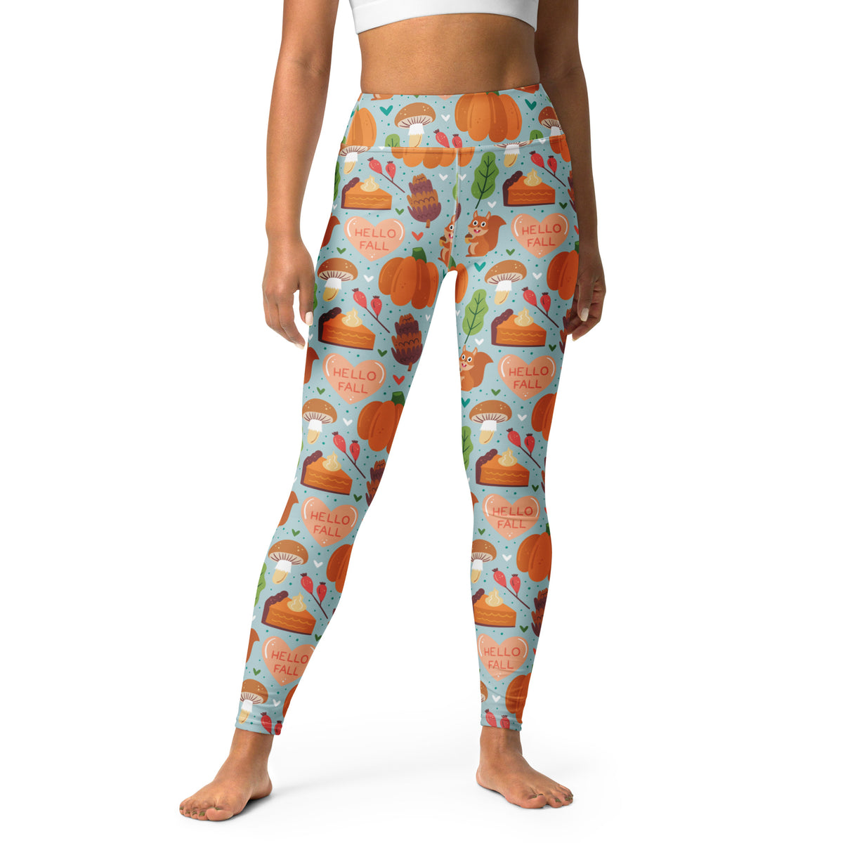 Women's Hello Fall Pumpkin Buttery Soft Yoga Leggings - Quick Drying, High Waisted Comfort