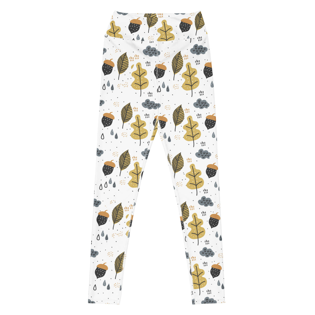 Women's Fall Leaves & Acorn Buttery Soft Yoga Leggings - Quick Drying, High Waisted Comfort