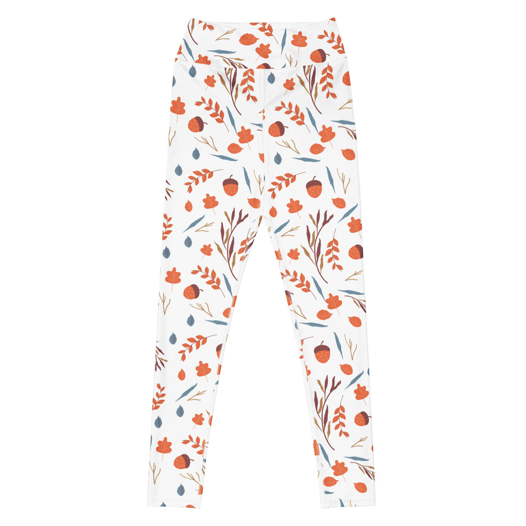 Women's Autumn Leaves & Acorn Buttery Soft Yoga Leggings - Quick Drying, High Waisted Comfort