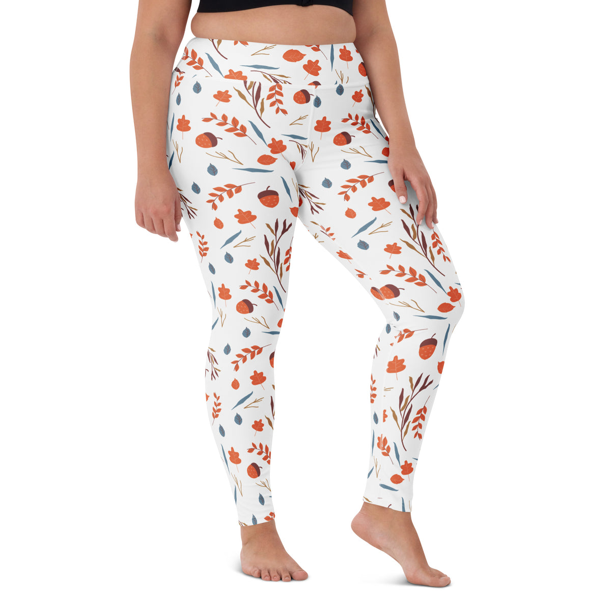 Women's Autumn Leaves & Acorn Buttery Soft Yoga Leggings - Quick Drying, High Waisted Comfort