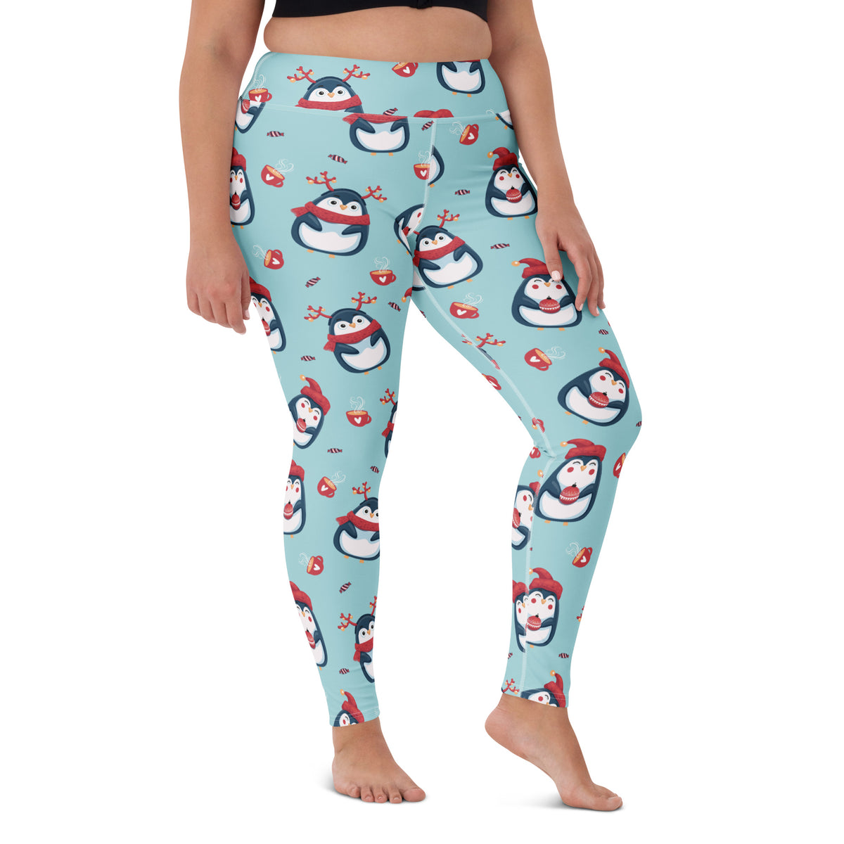 Women's Christmas Penguin Buttery Soft Yoga Leggings - Quick Drying, High Waisted Comfort