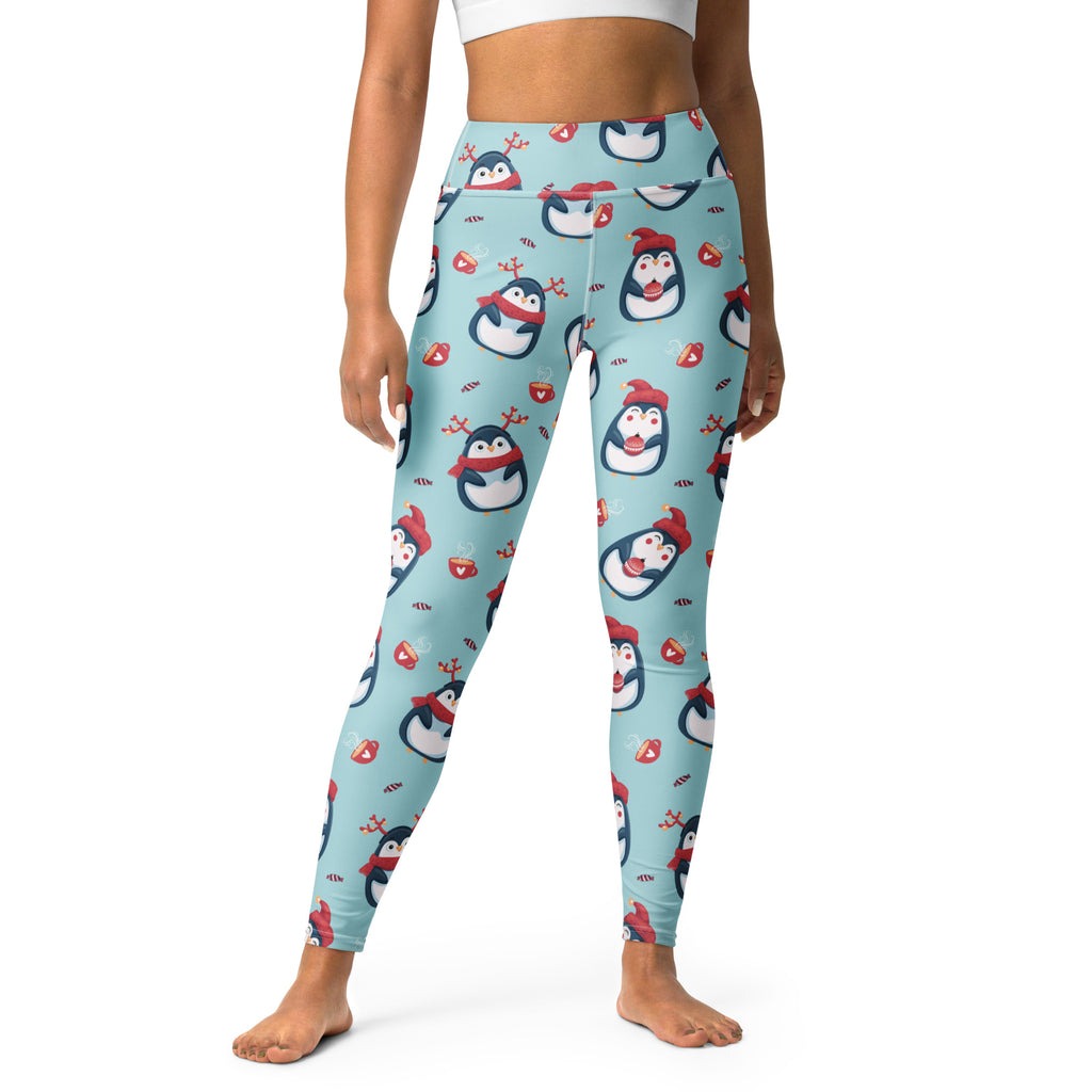 Women's Christmas Penguin Buttery Soft Yoga Leggings - Quick Drying, High Waisted Comfort