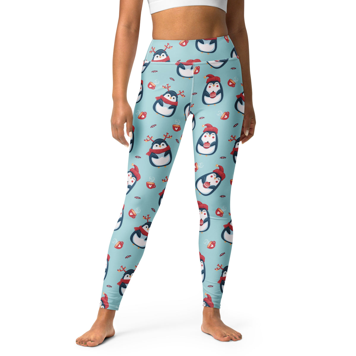 Women's Christmas Penguin Buttery Soft Yoga Leggings - Quick Drying, High Waisted Comfort