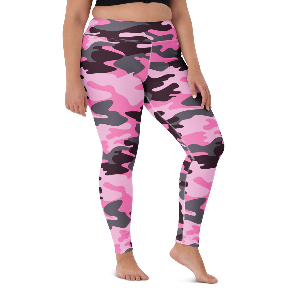 Women's Pink Camouflage Buttery Soft Yoga Leggings - Quick Drying, High Waisted Comfort