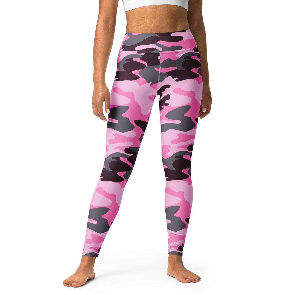 Women's Pink Camouflage Buttery Soft Yoga Leggings - Quick Drying, High Waisted Comfort
