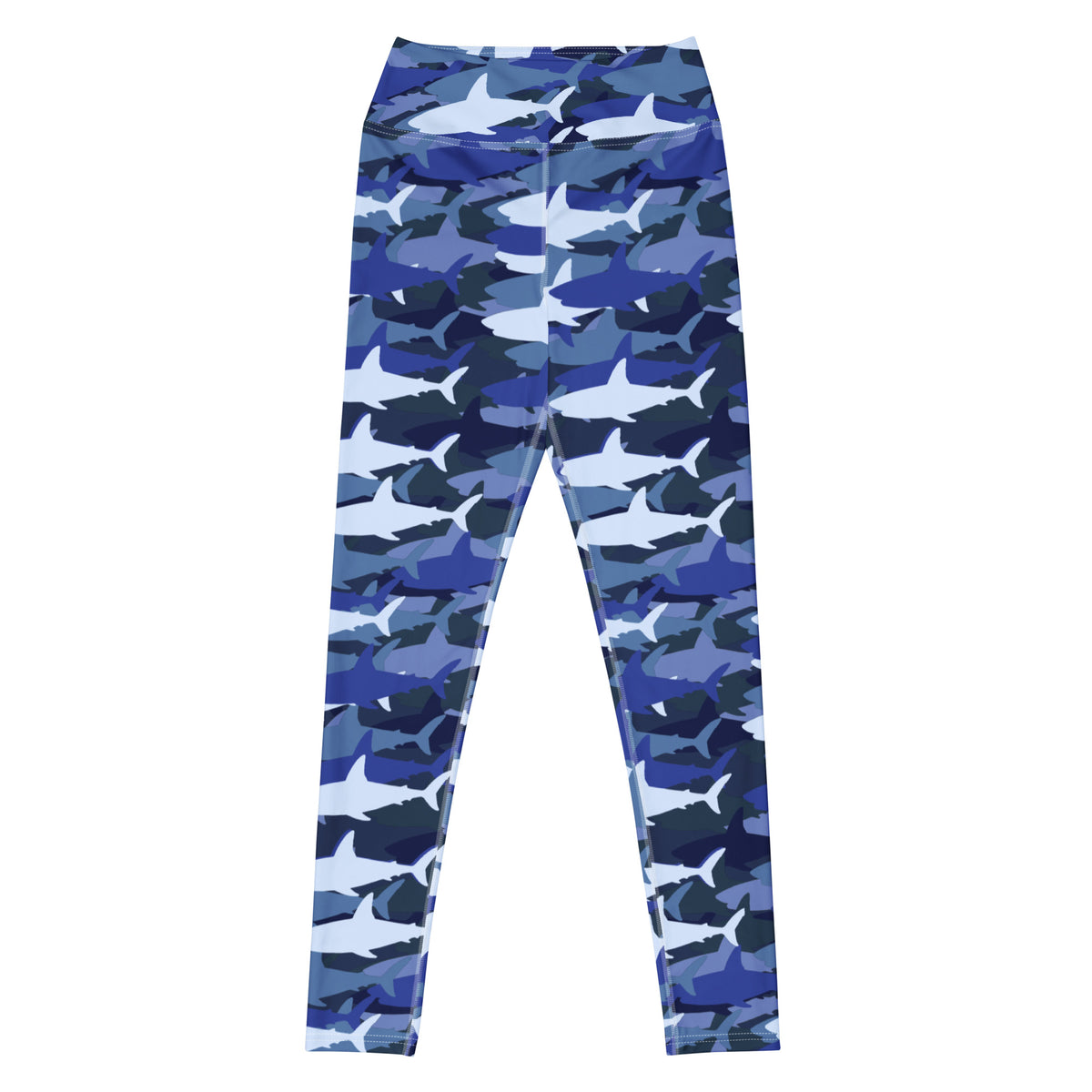 Women's Blue Shark Camouflage Buttery Soft Yoga Leggings - Quick Drying, High Waisted Comfort
